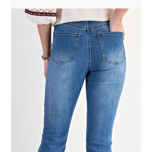 Easel Stretch Washed Denim Distressed Pants Size Small - Picture 4 of 4